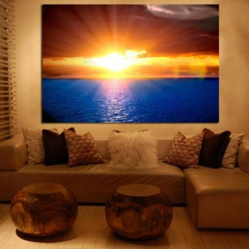 Πίνακας σε καμβά με Ηλιοβασίλεμα στο πέλαγος